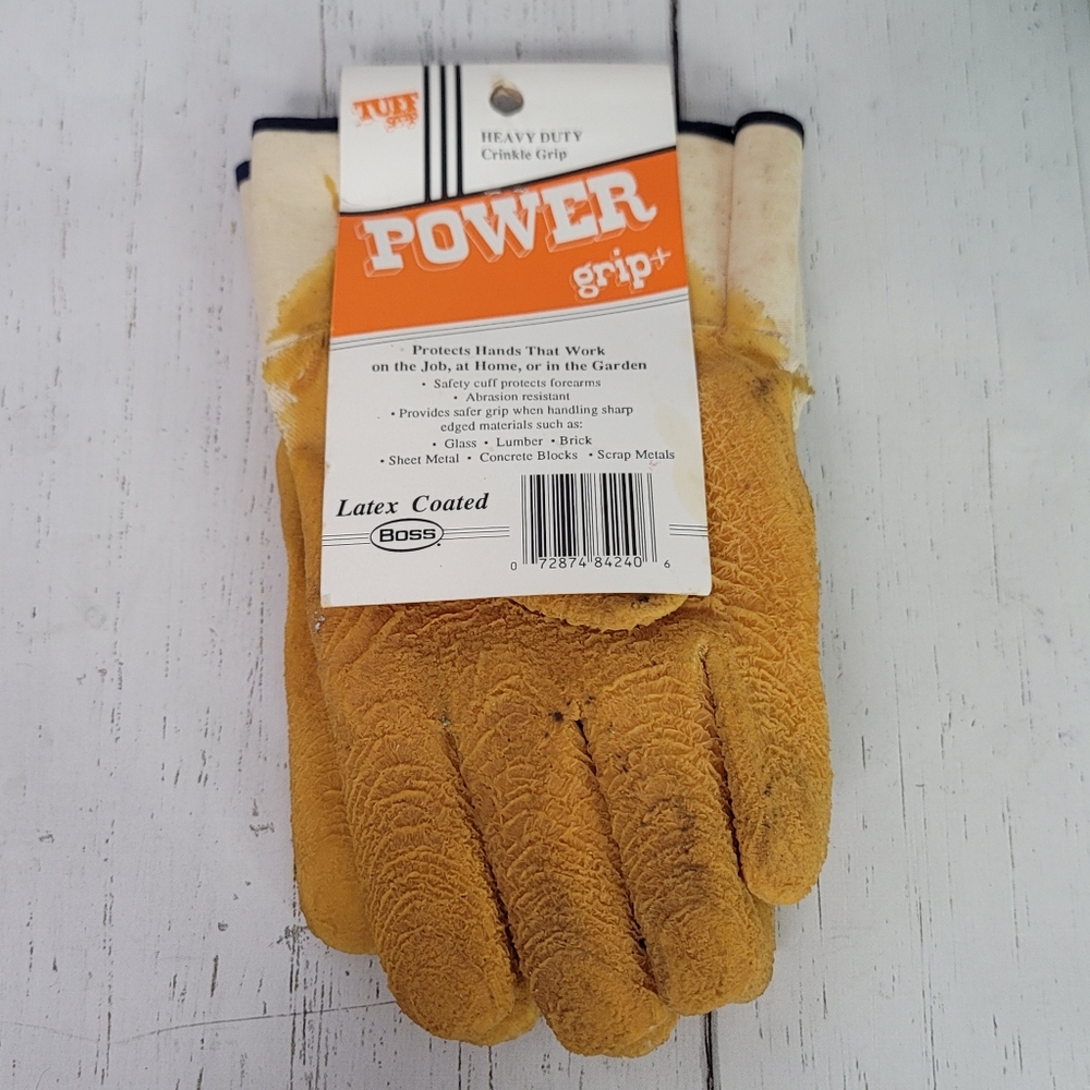 BOSS Power Grip Heavy Duty Latex Coated Crinkle Grip  Work Gloves Men's One Size
